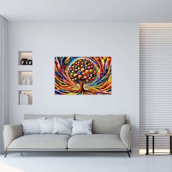 Slika – Šareno drvo s jabukama (90x60 cm)