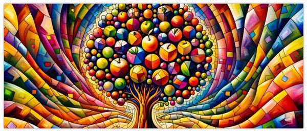 Slika – Šareno drvo s jabukama (120x50 cm)