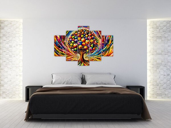 Slika – Šareno drvo s jabukama (150x105 cm)