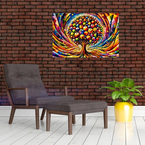 Slika – Šareno drvo s jabukama (90x60 cm)