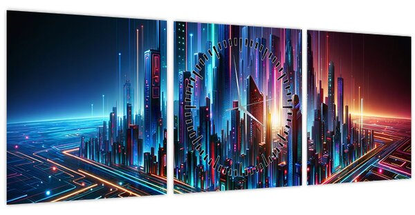 Slika - Grad budućnosti (sa satom) (90x30 cm)