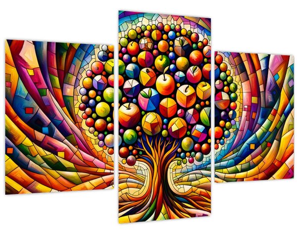 Slika – Šareno drvo s jabukama (90x60 cm)