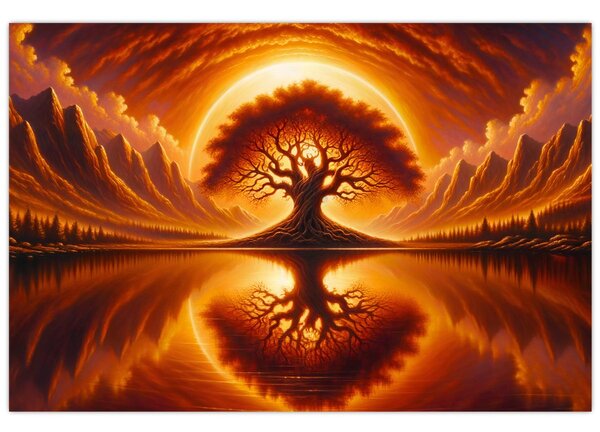 Slika – Drvo u krvavom suncu (90x60 cm)