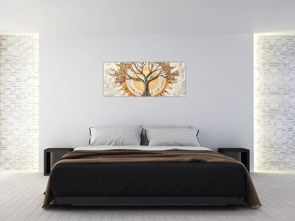 Slika – Zlatno drvo života u mozaiku (120x50 cm)