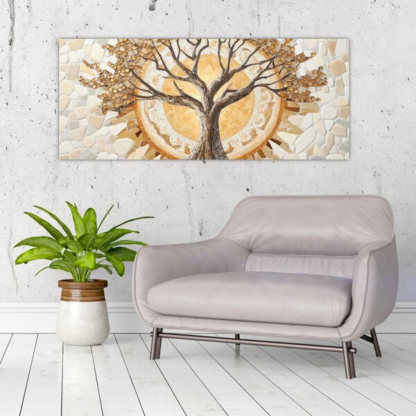 Slika – Zlatno drvo života u mozaiku (120x50 cm)