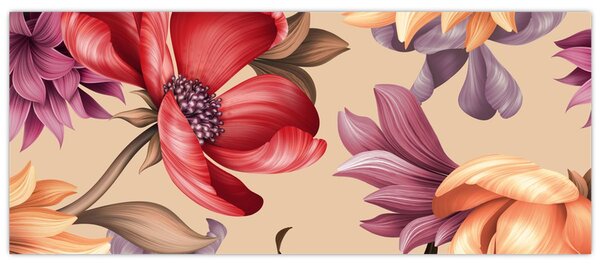 Slika - Vintage cvijeće (120x50 cm)