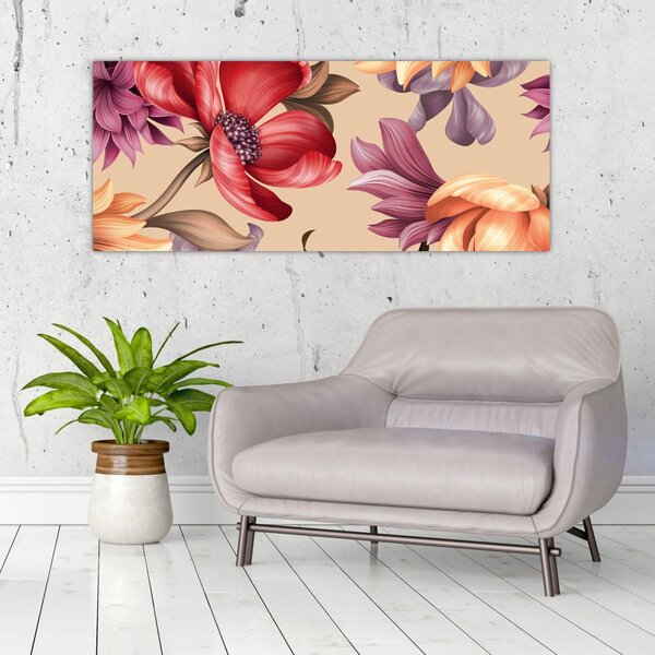 Slika - Vintage cvijeće (120x50 cm)