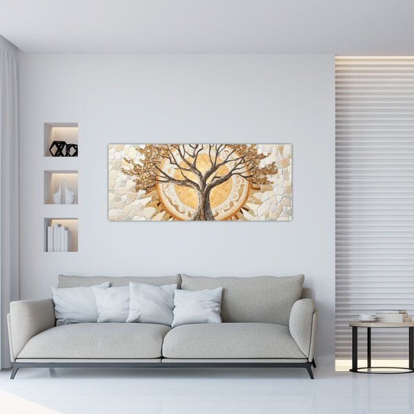 Slika – Zlatno drvo života u mozaiku (120x50 cm)
