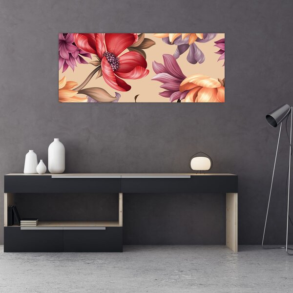 Slika - Vintage cvijeće (120x50 cm)