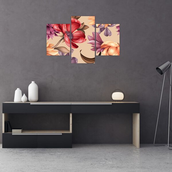 Slika - Vintage cvijeće (90x60 cm)