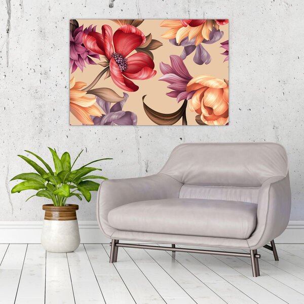 Slika - Vintage cvijeće (90x60 cm)