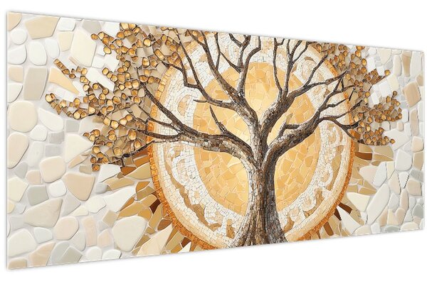 Slika – Zlatno drvo života u mozaiku (120x50 cm)