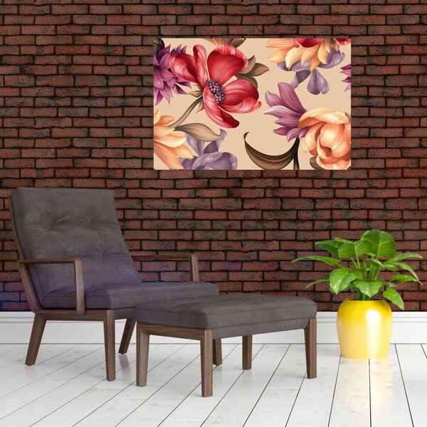 Slika - Vintage cvijeće (90x60 cm)