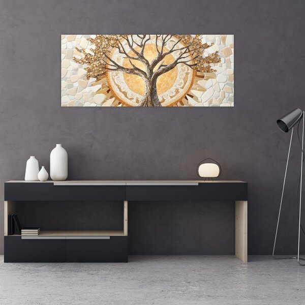 Slika – Zlatno drvo života u mozaiku (120x50 cm)