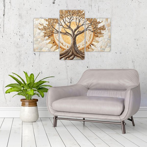 Slika – Zlatno drvo života u mozaiku (90x60 cm)