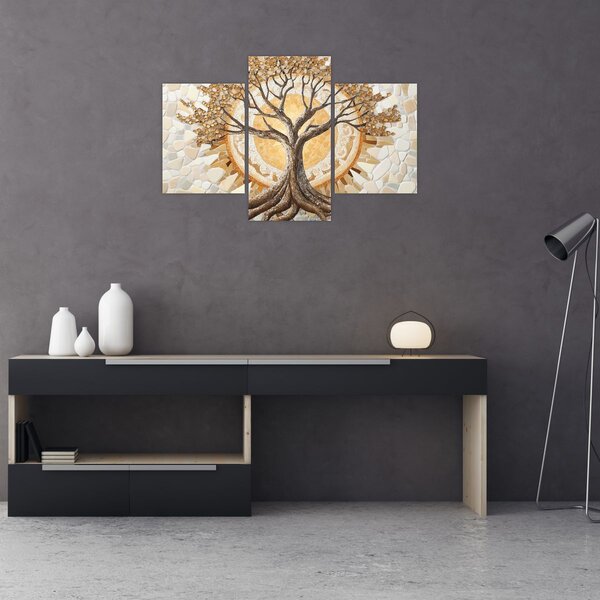 Slika – Zlatno drvo života u mozaiku (90x60 cm)