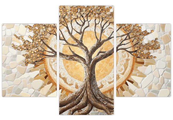 Slika – Zlatno drvo života u mozaiku (90x60 cm)