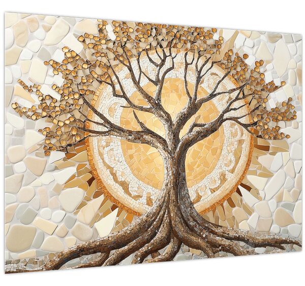Slika – Zlatno drvo života u mozaiku (70x50 cm)
