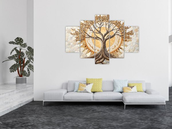 Slika – Zlatno drvo života u mozaiku (150x105 cm)
