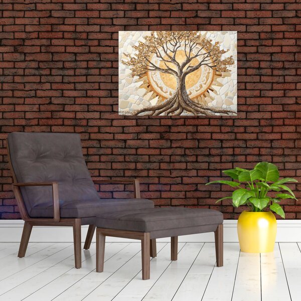 Slika – Zlatno drvo života u mozaiku (70x50 cm)