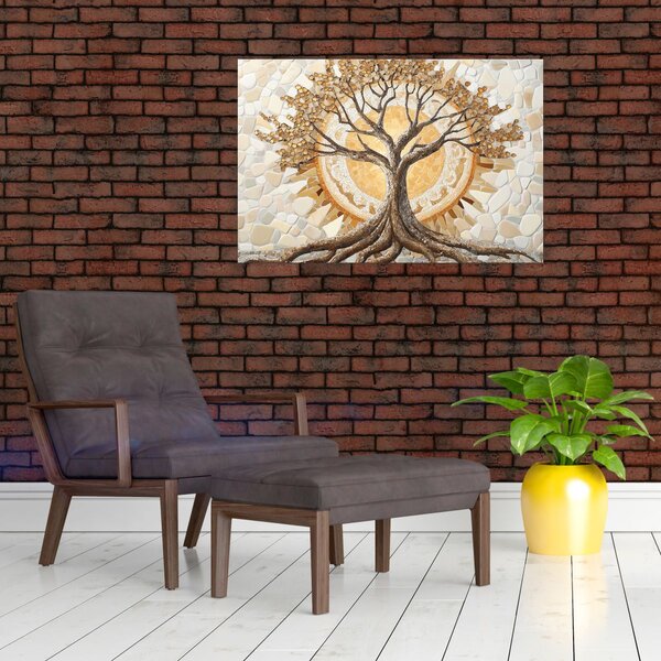 Slika – Zlatno drvo života u mozaiku (90x60 cm)