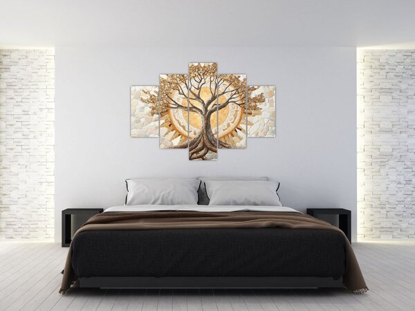 Slika – Zlatno drvo života u mozaiku (150x105 cm)
