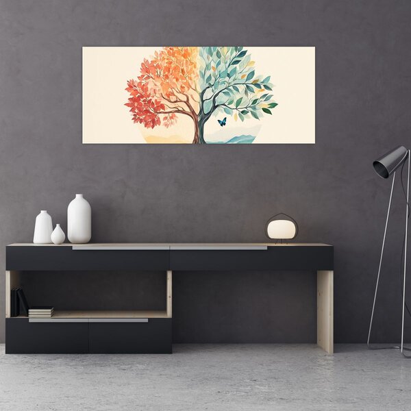 Slika – Dvostruko drvo s leptirima (120x50 cm)