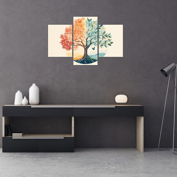 Slika – Dvostruko drvo s leptirima (90x60 cm)