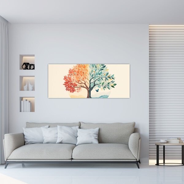 Slika – Dvostruko drvo s leptirima (120x50 cm)