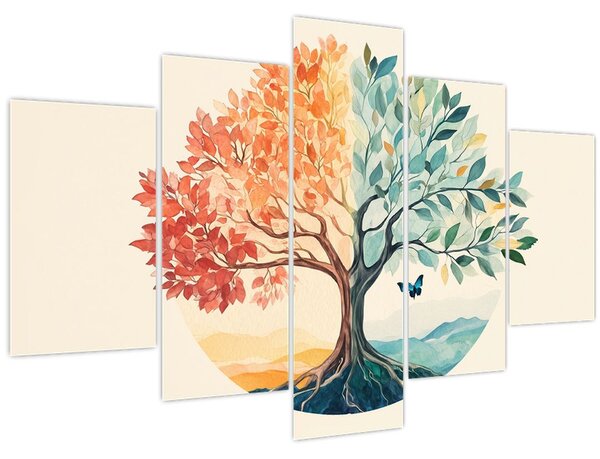 Slika – Dvostruko drvo s leptirima (150x105 cm)