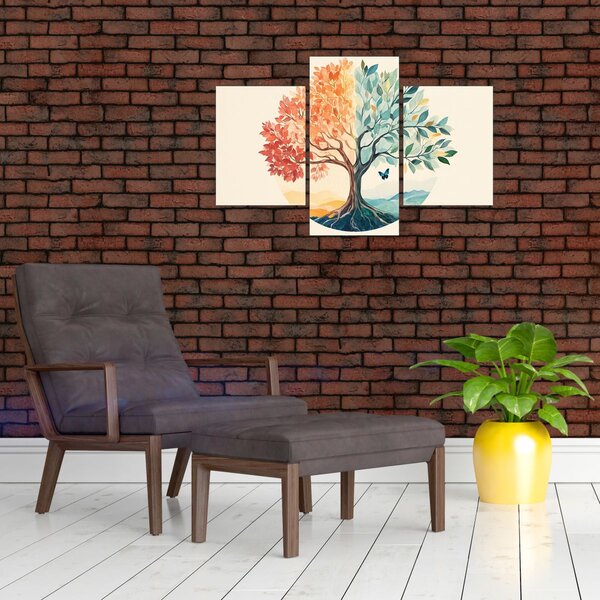 Slika – Dvostruko drvo s leptirima (90x60 cm)