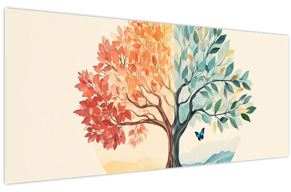 Slika – Dvostruko drvo s leptirima (120x50 cm)