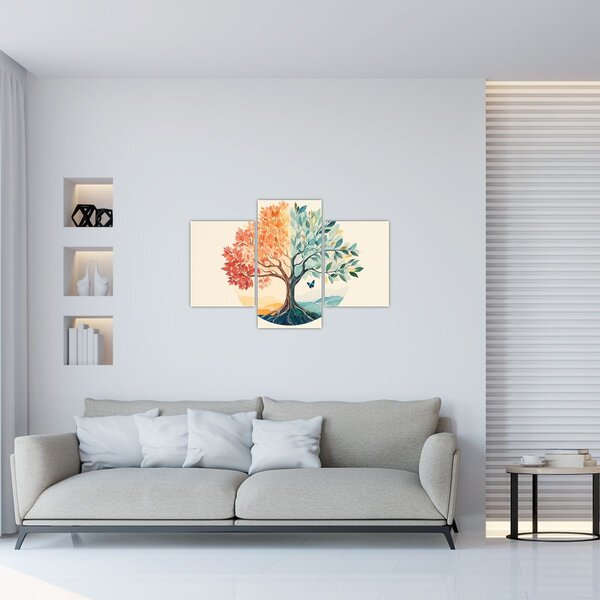 Slika – Dvostruko drvo s leptirima (90x60 cm)