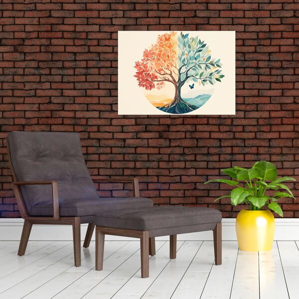 Slika – Dvostruko drvo s leptirima (70x50 cm)