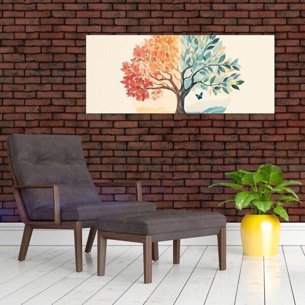 Slika – Dvostruko drvo s leptirima (120x50 cm)