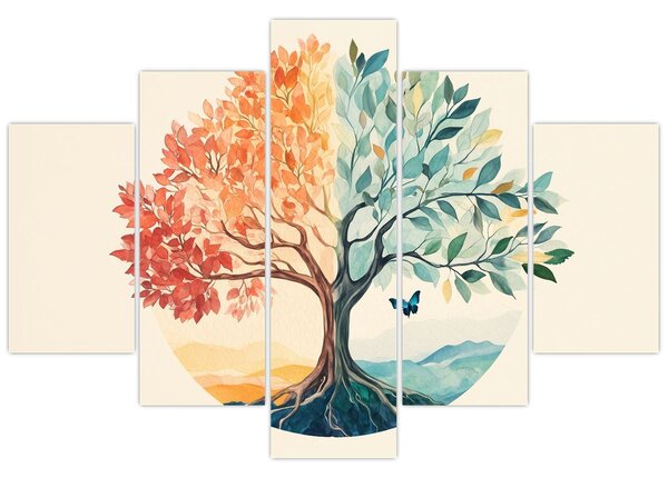 Slika – Dvostruko drvo s leptirima (150x105 cm)