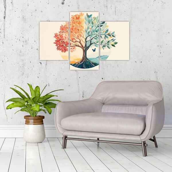 Slika – Dvostruko drvo s leptirima (90x60 cm)