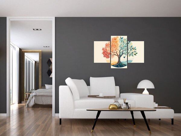 Slika – Dvostruko drvo s leptirima (90x60 cm)