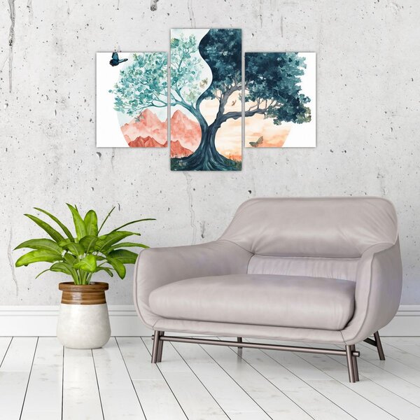 Slika – Akvarelno drvo puno života (90x60 cm)