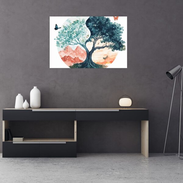 Slika – Akvarelno drvo puno života (90x60 cm)