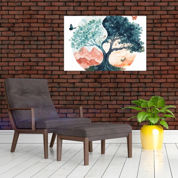 Slika – Akvarelno drvo puno života (90x60 cm)
