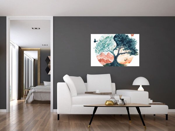 Slika – Akvarelno drvo puno života (90x60 cm)