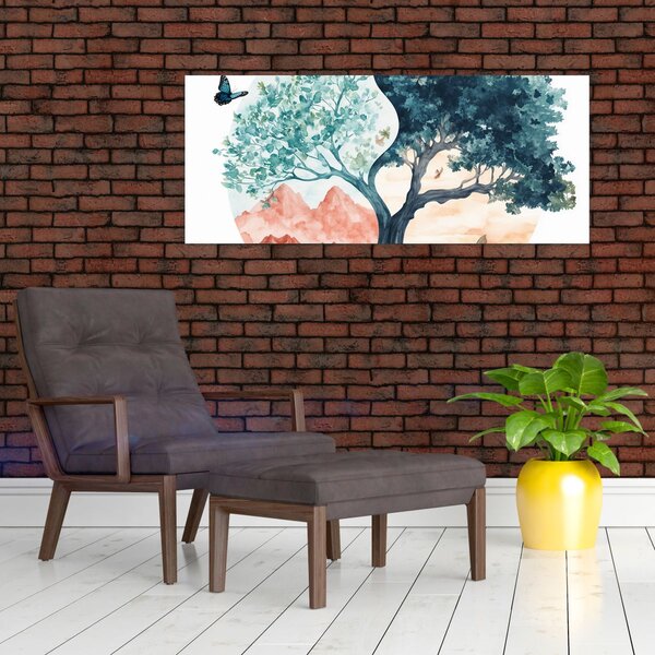 Slika – Akvarelno drvo puno života (120x50 cm)