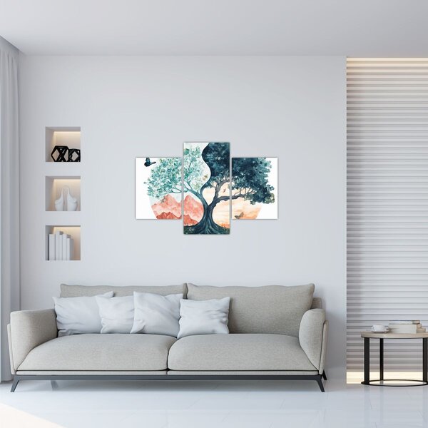 Slika – Akvarelno drvo puno života (90x60 cm)
