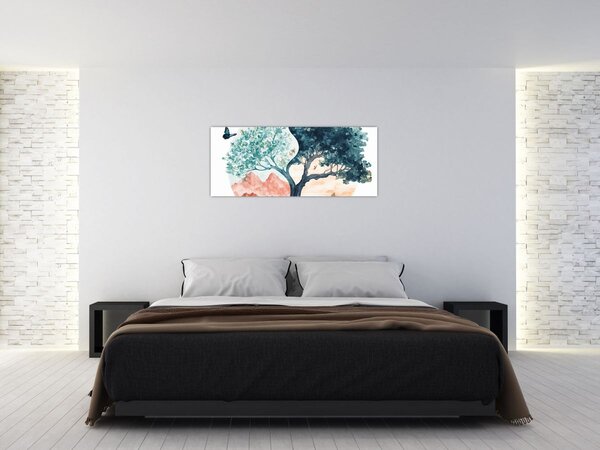 Slika – Akvarelno drvo puno života (120x50 cm)