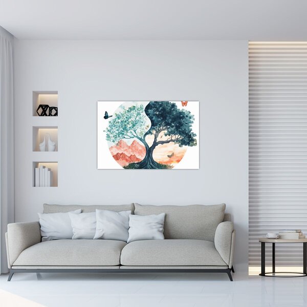 Slika – Akvarelno drvo puno života (90x60 cm)