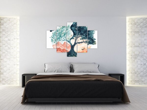 Slika – Akvarelno drvo puno života (150x105 cm)