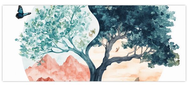 Slika – Akvarelno drvo puno života (120x50 cm)