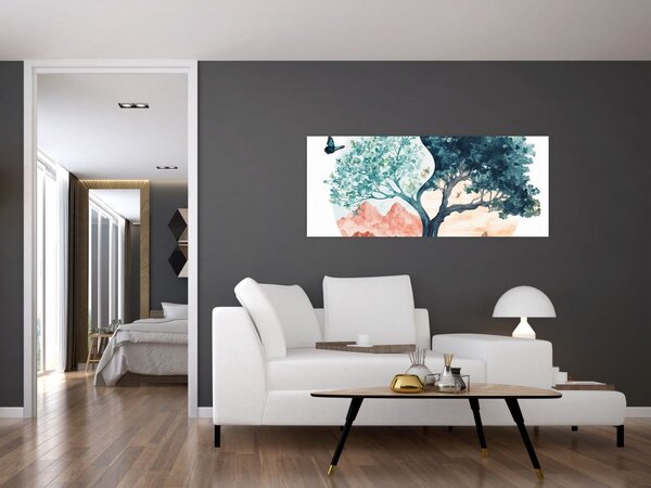 Slika – Akvarelno drvo puno života (120x50 cm)