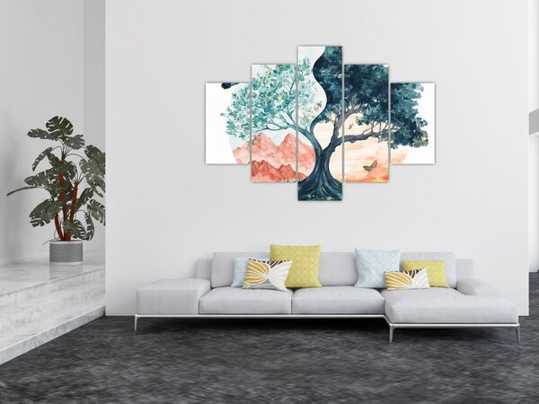 Slika – Akvarelno drvo puno života (150x105 cm)
